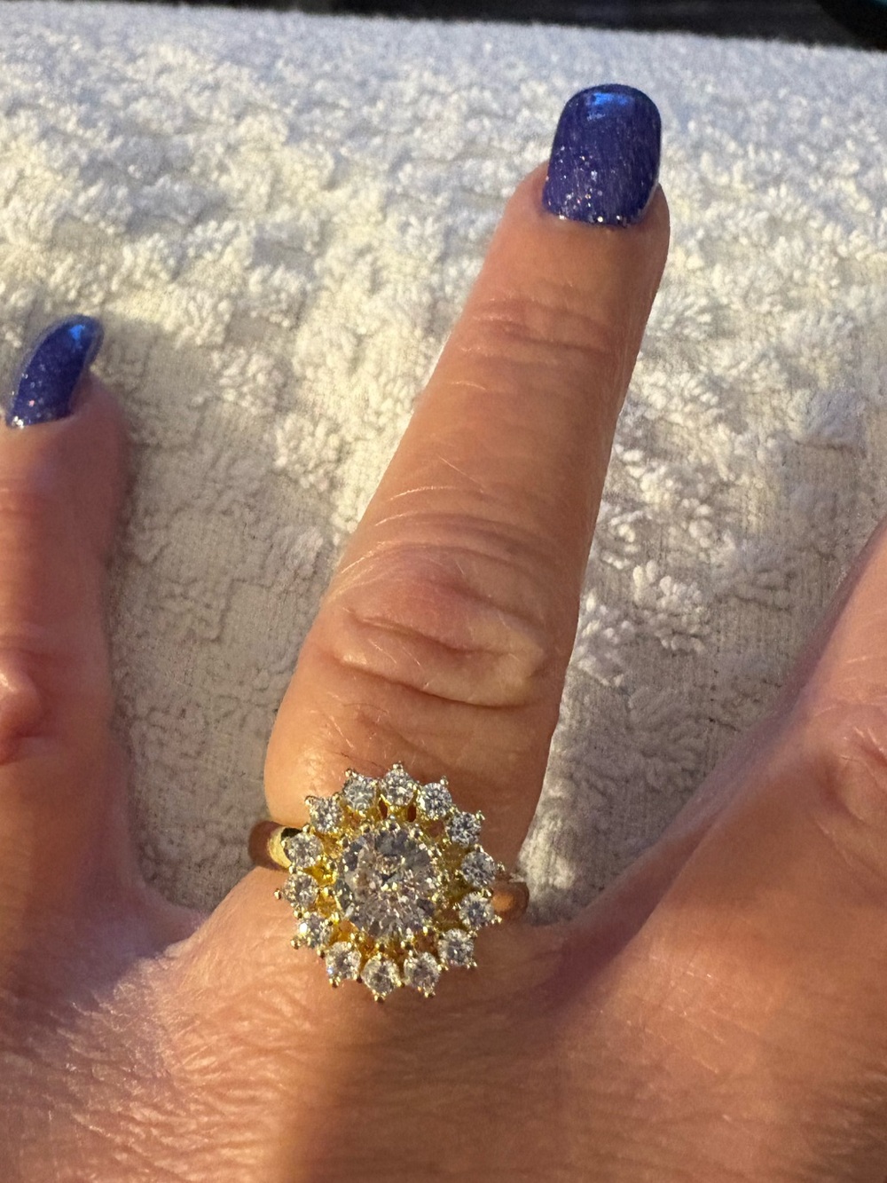 Ring- Yellow gold plated base Sunflower Fidget Ring